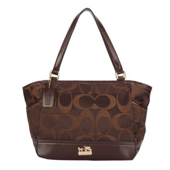 Coach Legacy Logo In Monogram Small Coffee Totes BPL | Coach Outlet Canada - Click Image to Close